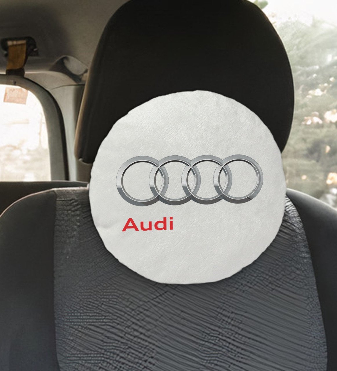 BK Gift Audi Tasarımlı Yuvarlak Araç Koltuk Yastığı-1