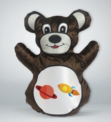 BK Gift Uzay Aracı Tasarımlı Kahverengi Ayıcık Yastık-1