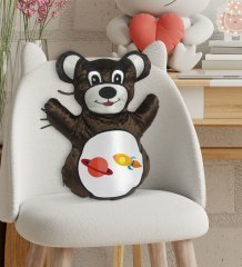 BK Gift Uzay Aracı Tasarımlı Kahverengi Ayıcık Yastık-1