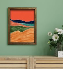 BK Gift Otel Odası Konseptli Doğal Masif Ahşap Çerçeveli Tablo 45x65cm-2