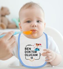 BK Kids Doktor Olucam Tasarımlı Mavi Bebek Body Zıbın ve Mama Önlüğü Hediye Seti-1