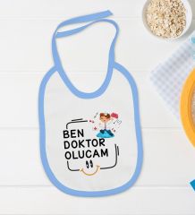 BK Kids Doktor Olucam Tasarımlı Mavi Bebek Body Zıbın ve Mama Önlüğü Hediye Seti-1