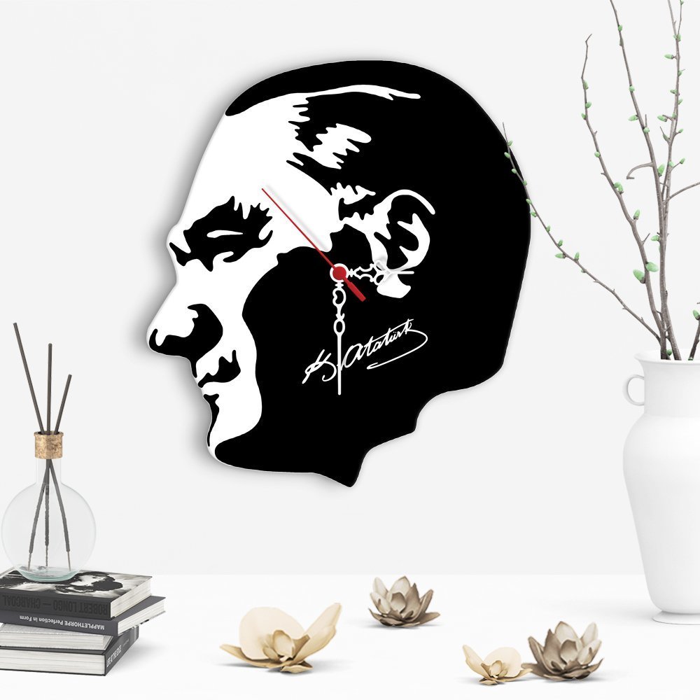 Dekoratif Atatürk Tasarımlı Ahşap Duvar Saati - 6