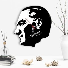 Dekoratif Atatürk Tasarımlı Ahşap Duvar Saati - 6