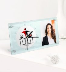 Kişiye Özel Avukat Temalı Masaüstü Cam Saat - 4
