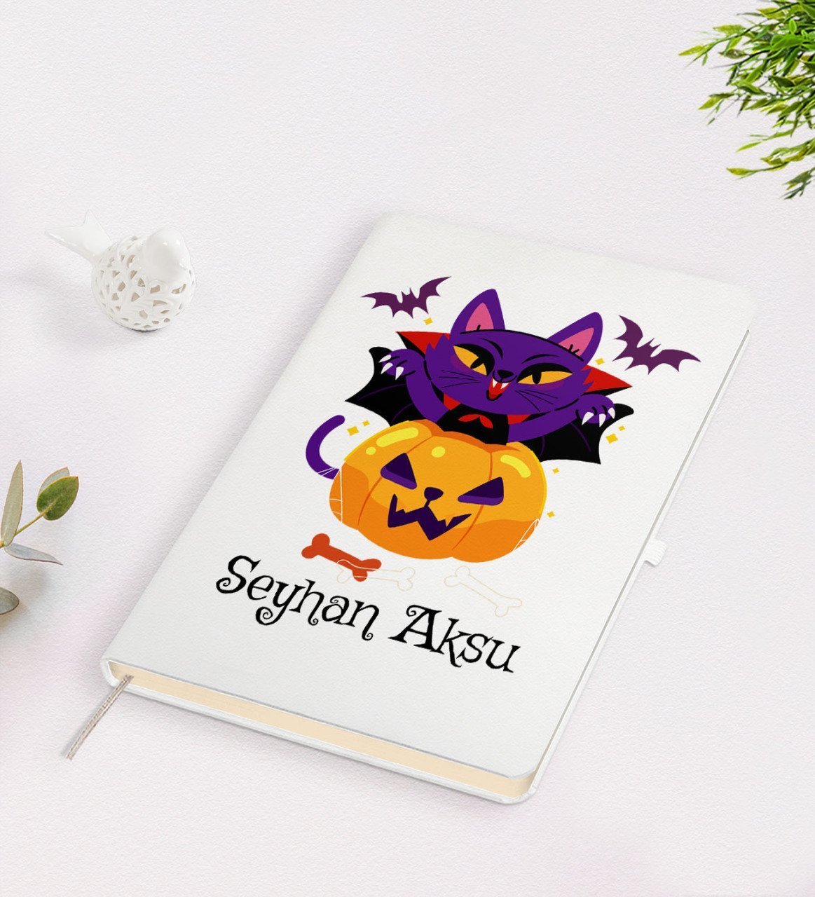 Kişiye Özel Happy Halloween Tasarımlı Beyaz Defter-13