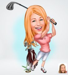 Kişiye Özel Kadın Golfçü Tasarımlı Dijital Karikatür-1