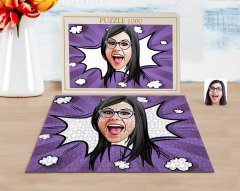 Kişiye Özel Kadın Yüz Karikatürlü 1000 Parça Profesyonel Puzzle-2