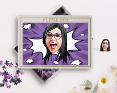Kişiye Özel Kadın Yüz Karikatürlü 1000 Parça Profesyonel Puzzle-2