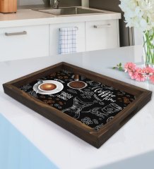 BK Gift Coffee Tasarımlı Doğal Ahşap Tepsi-4