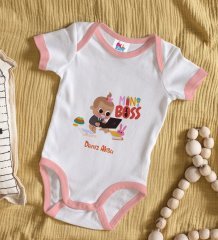BK Kids Kişiye Özel Pembe Bebek Body Zıbın - Model 22
