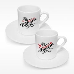 Kişiye Özel İkili Anne & Baba Türk Kahvesi Fincanı Takımı - 6