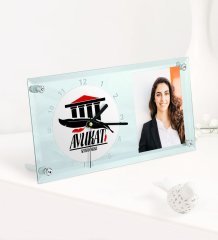 Kişiye Özel Avukat Temalı Masaüstü Cam Saat - 3