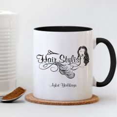 Kişiye Özel Mesleki Hair Stylist Siyah Kupa Bardak