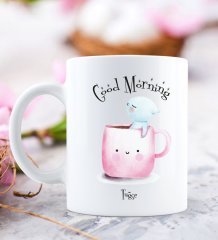 Kişiye Özel Good Morning Tasarımlı Beyaz Kupa Bardak-1