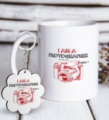 Kişiye Özel Mesleki Profesyonel Fotoğrafçı Beyaz Kupa ve Anahtarlık Hediye Seti