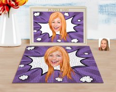 Kişiye Özel Kadın Yüz Karikatürlü 1000 Parça Profesyonel Puzzle-1
