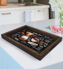 BK Gift Coffee Tasarımlı Doğal Ahşap Tepsi-3