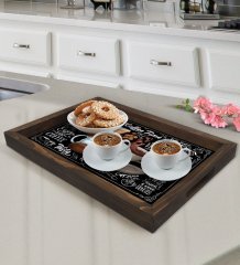 BK Gift Coffee Tasarımlı Doğal Ahşap Tepsi-3