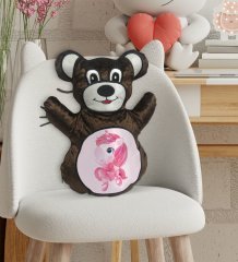 BK Gift Unicorn Tasarımlı Kahverengi Ayıcık Yastık-3