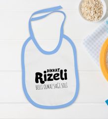 BK Kids Dikkat Rizeli Tasarımlı Mavi Bebek Body Zıbın ve Mama Önlüğü Hediye Seti-1