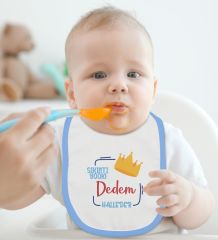 BK Kids Sıkıntı Yok Dedem Halleder Tasarımlı Mavi Bebek Body Zıbın ve Mama Önlüğü Hediye Seti-1