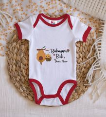 BK Kids Kişiye Özel Babasının Balı Tasarımlı Kırmızı Bebek Body Zıbın-1