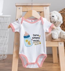 BK Kids Kişiye Özel Pembe Bebek Body Zıbın - Model 21