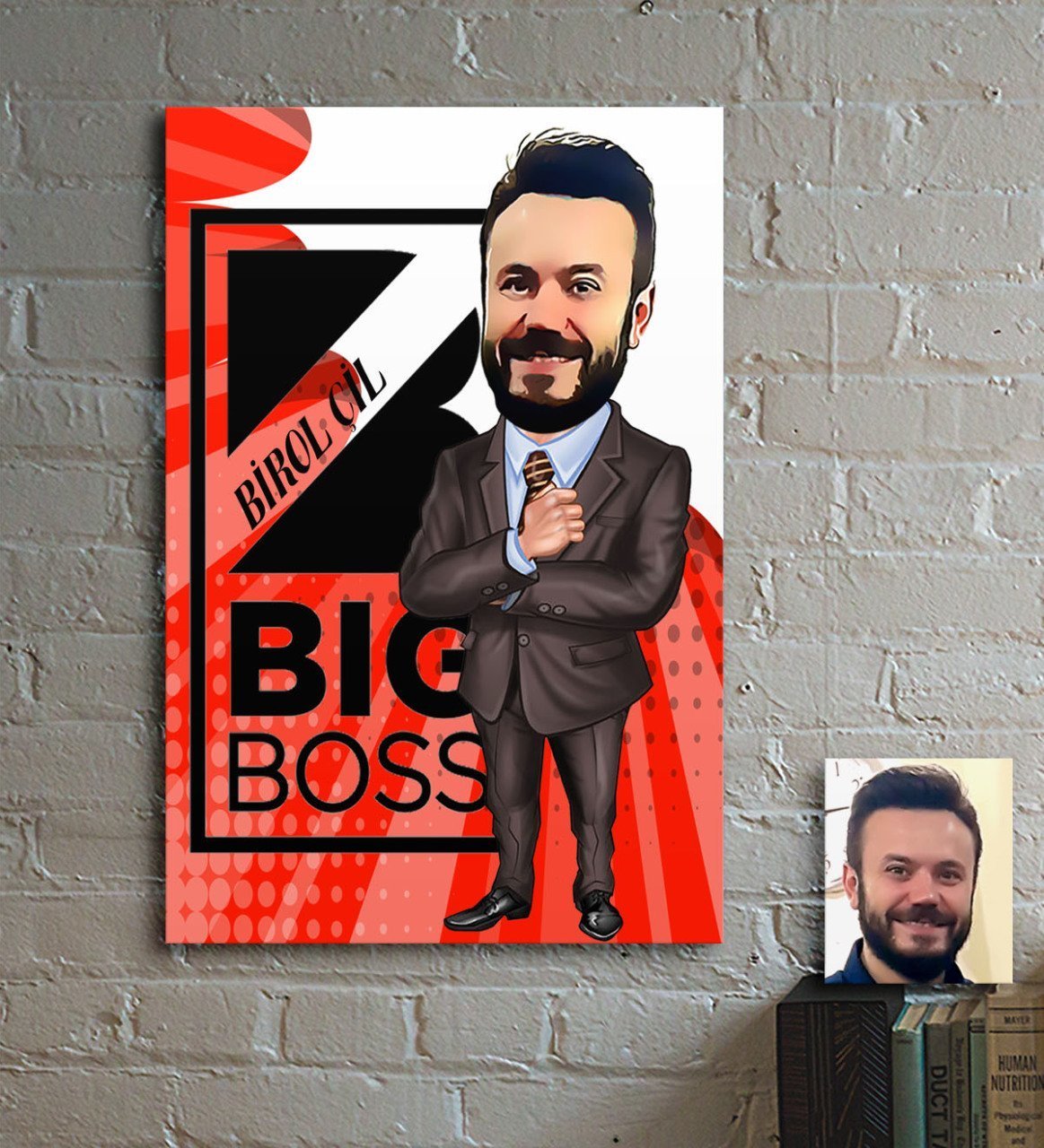 Kişiye Özel Bay Big Boss Karikatür Ahşap Tablo - 2