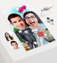 Kişiye Özel Evleniyoruz Karikatür 240 Parça A3 Puzzle - 1