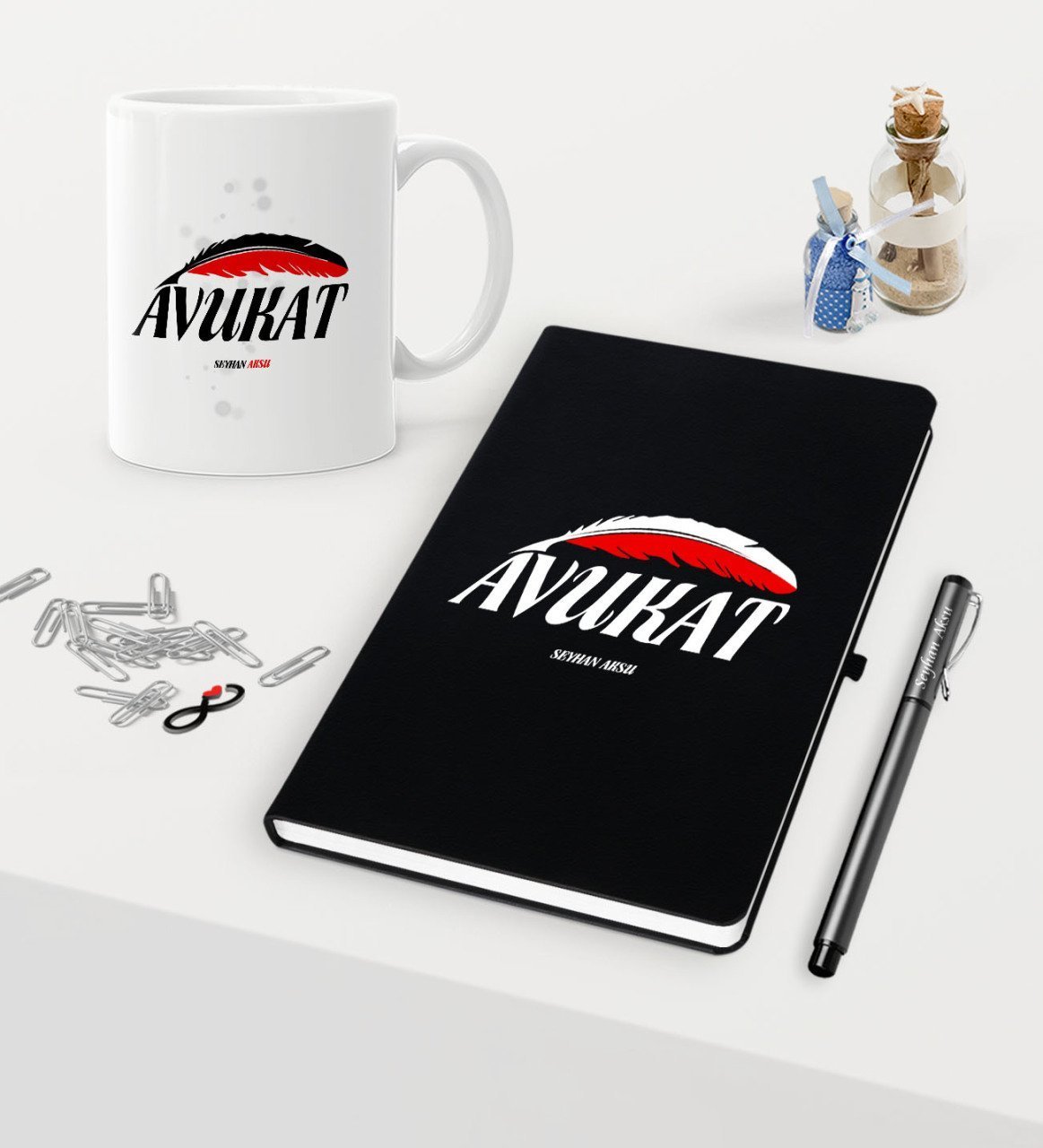 Kişiye Özel Avukat Temalı Siyah Defter Kalem Kupa Seti - 7