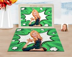 Kişiye Özel Kadın Yoga Karikatürlü 1000 Parça Profesyonel Puzzle-2