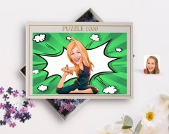 Kişiye Özel Kadın Yoga Karikatürlü 1000 Parça Profesyonel Puzzle-2