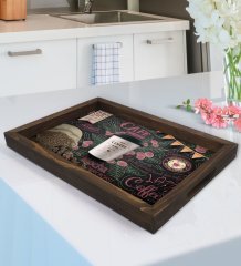 BK Gift Coffee Tasarımlı Doğal Ahşap Tepsi-2