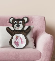 BK Gift Unicorn Tasarımlı Kahverengi Ayıcık Yastık-2
