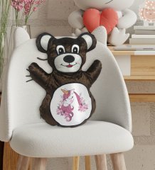 BK Gift Unicorn Tasarımlı Kahverengi Ayıcık Yastık-2