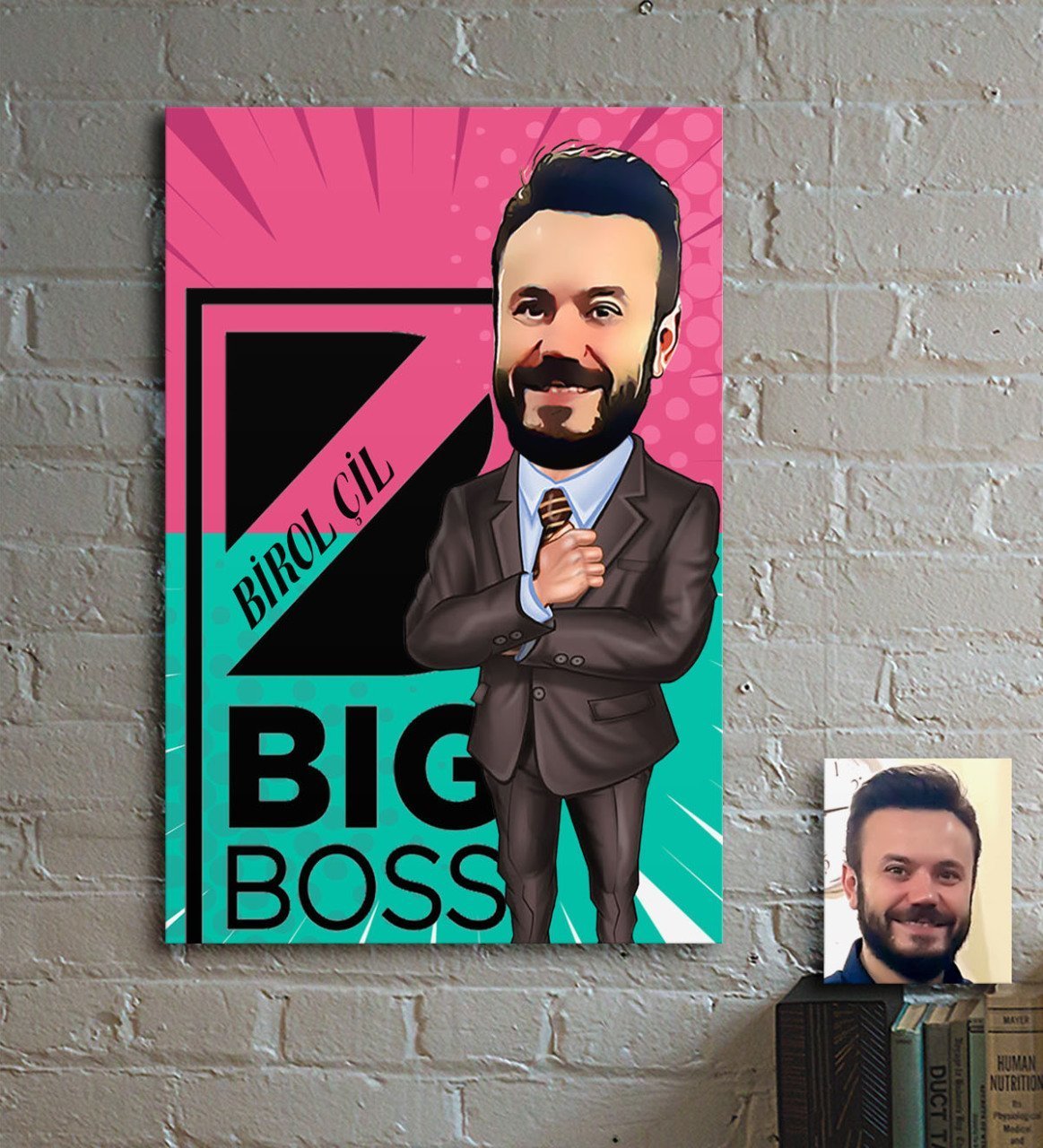 Kişiye Özel Bay Big Boss Karikatür Ahşap Tablo - 1