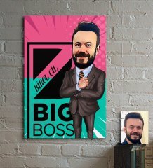 Kişiye Özel Bay Big Boss Karikatür Ahşap Tablo - 1