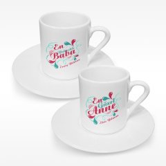 Kişiye Özel İkili Anne & Baba Türk Kahvesi Fincanı Takımı - 4