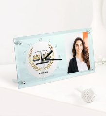 Kişiye Özel Avukat Temalı Masaüstü Cam Saat - 1
