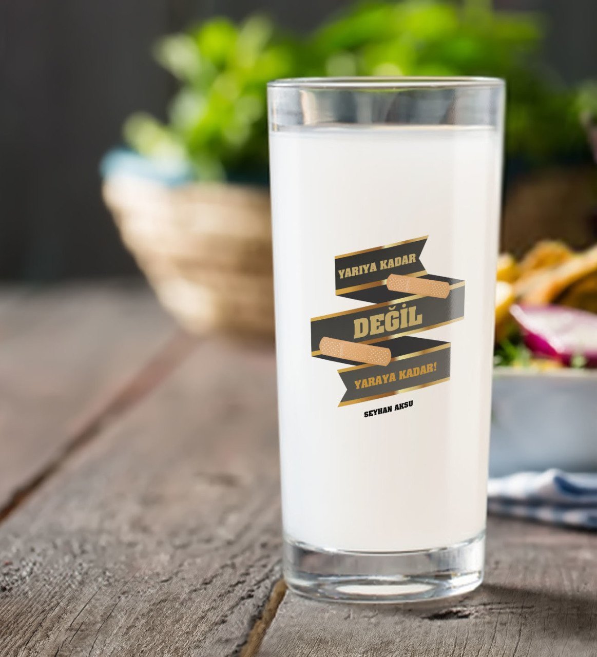Kişiye Özel Renkli Baskılı Yarıya Kadar Değil Yaraya Kadar Rakı Bardağı-6