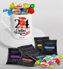 Kişiye Özel Canım Öğretmenim Türk Kahvesi Fincanı Selamlique Karışık Türk Kahvesi ve Haribo Şeker Hediye Seti-10