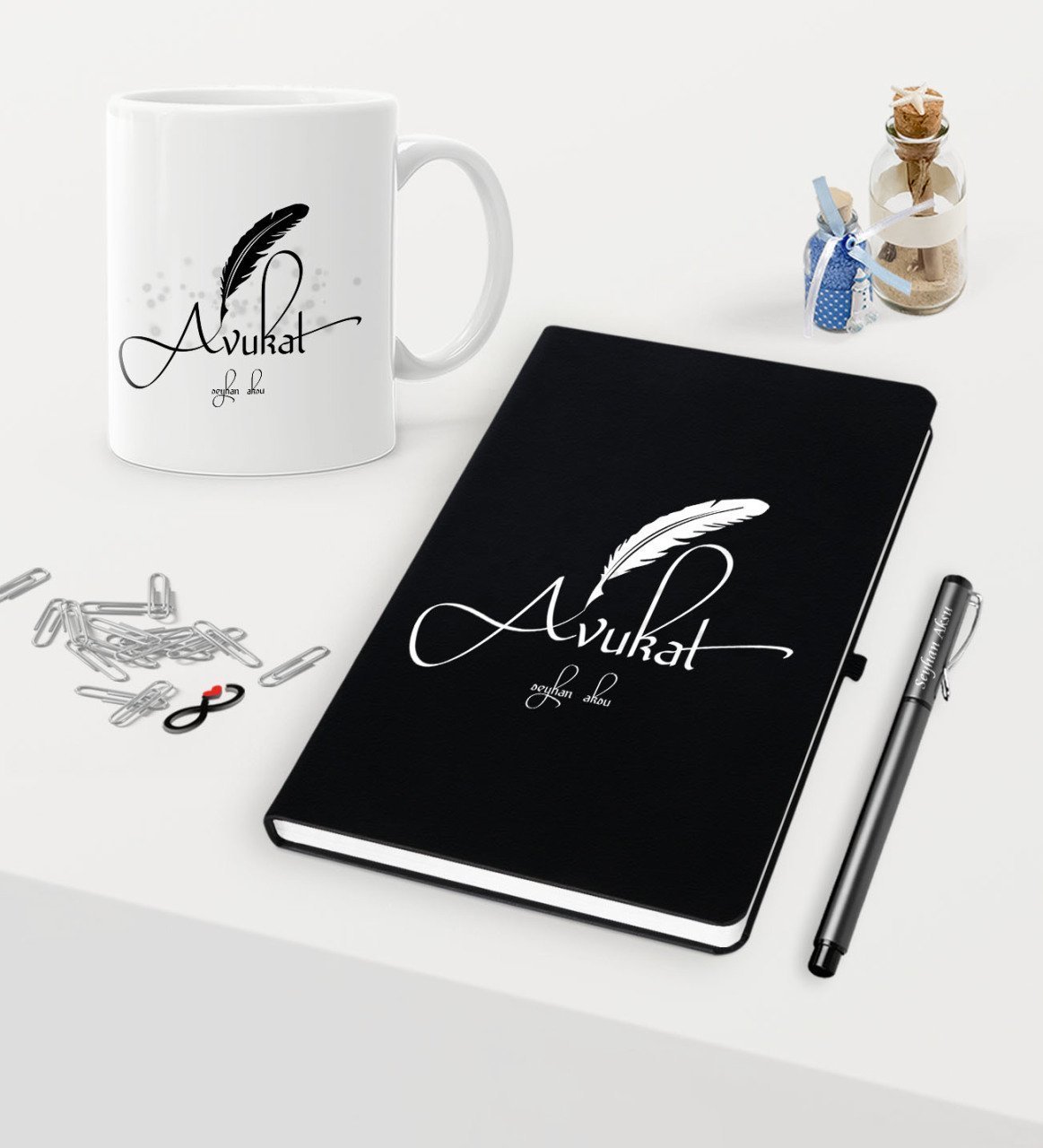 Kişiye Özel Avukat Temalı Siyah Defter Kalem Kupa Seti - 6