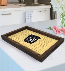 BK Gift Coffee Tasarımlı Doğal Ahşap Tepsi-1