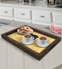 BK Gift Coffee Tasarımlı Doğal Ahşap Tepsi-1