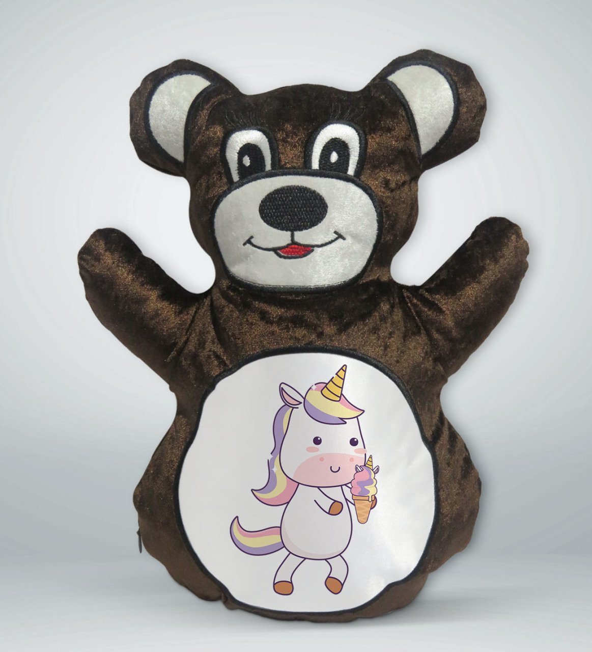 BK Gift Unicorn Tasarımlı Kahverengi Ayıcık Yastık-1