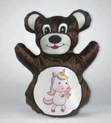 BK Gift Unicorn Tasarımlı Kahverengi Ayıcık Yastık-1
