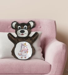 BK Gift Unicorn Tasarımlı Kahverengi Ayıcık Yastık-1