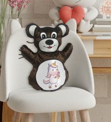 BK Gift Unicorn Tasarımlı Kahverengi Ayıcık Yastık-1