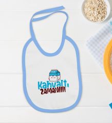 BK Kids Kahvaltı Zamanı Tasarımlı Mavi Bebek Body Zıbın ve Mama Önlüğü Hediye Seti-1